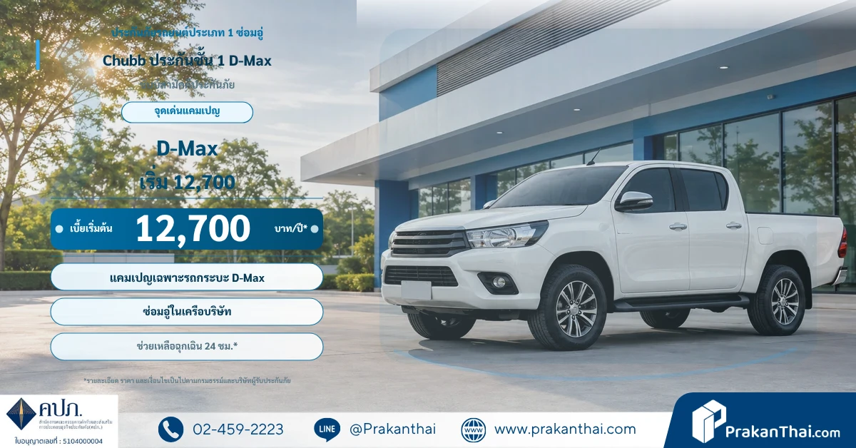 ประกันชั้น 1 รถ ISUZU เริ่ม 12,700 บาท คุ้มค่าที่สุด รับสมนาคุณเพิ่ม