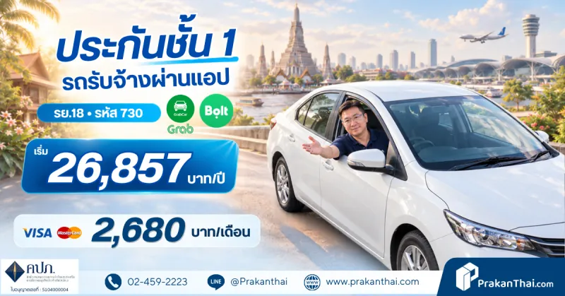 Class 1 RY.18 insurance for Grab/Bolt cars from THB 26,857 | Prakanthai.com